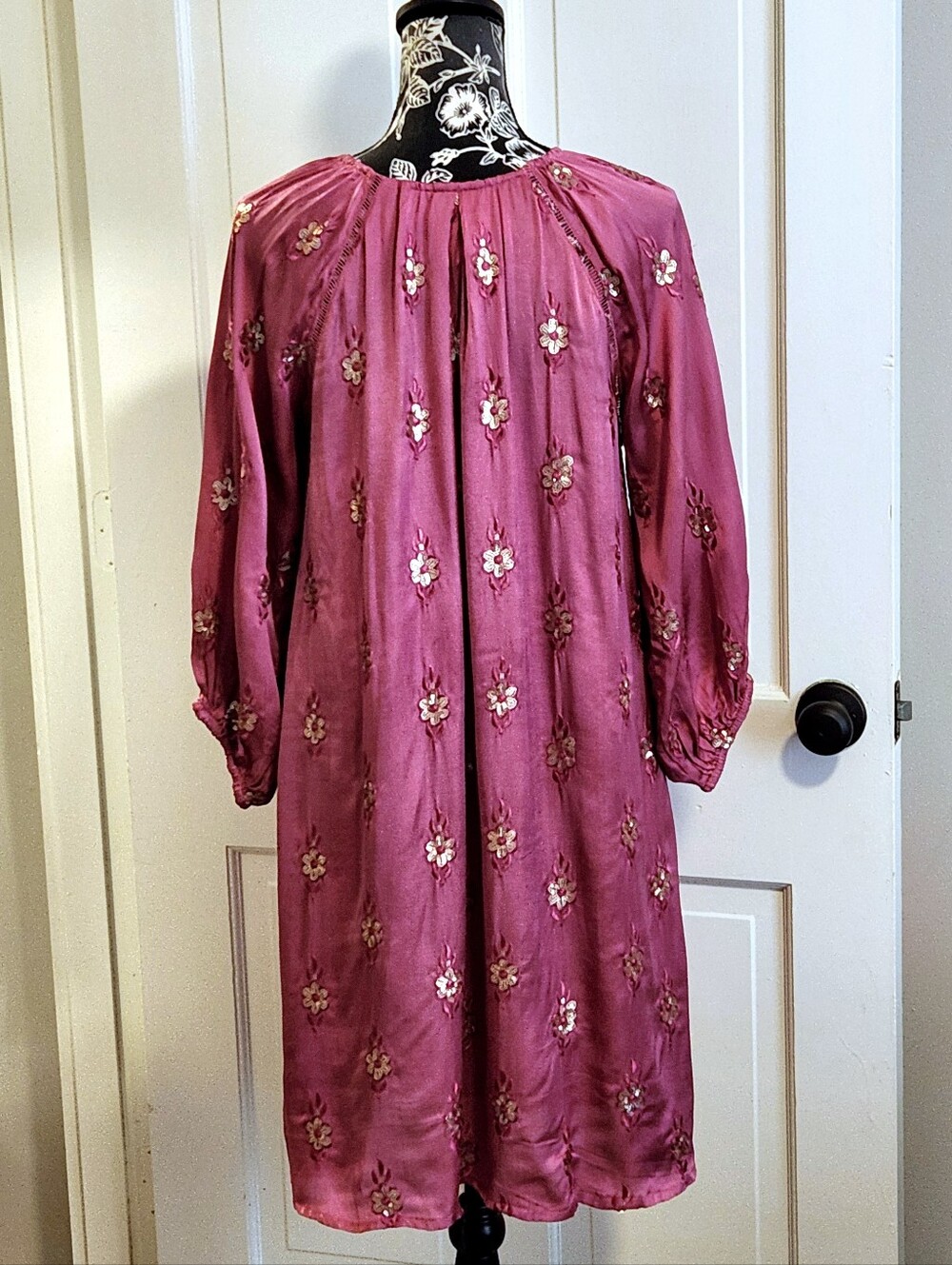 💖Clara The Label💖 - Berry Pink Boho Dress w/Gold Sequin Accents - Picture 2 of 14